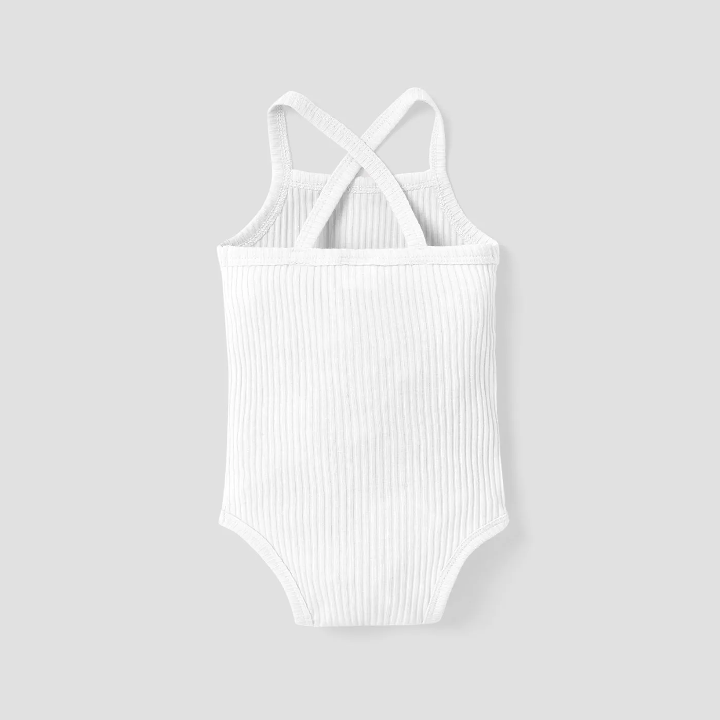 Baby Girl 95% Cotton Ribbed Sleeveless Spaghetti Strap Romper